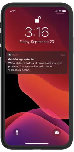 Savant Power Notification